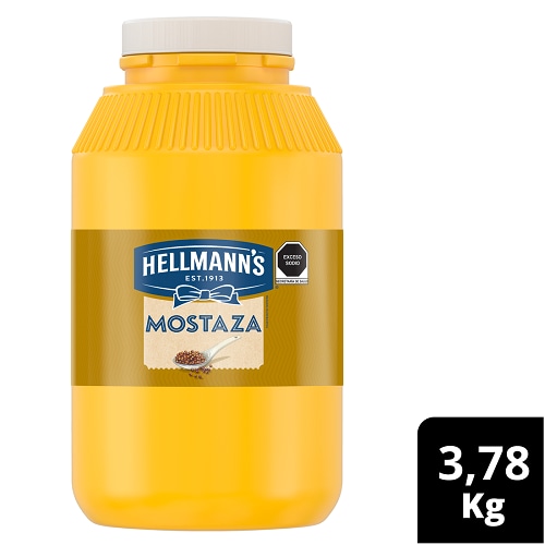 Hellmann's® Mostaza 3,78 Kg - Hellmann's® Mostaza es un salsa empleada para condimentar y aderezar una gran cantidad de platillos y preparaciones como hamburguesas, sándwiches, aderezos y muchos más; ya sea directo o mezclado con otros ingredientes. Puede emplearse también para marinar carnes o como base para otras salsas.